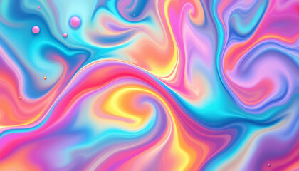 Vibrant Swirling Liquid Abstract Background in Pink Blue Yellow