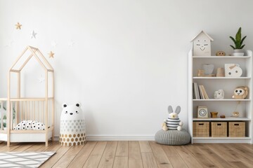 Charming Minimalist Nursery Design Featuring Cozy Wood Crib and Playful Accessories for Children