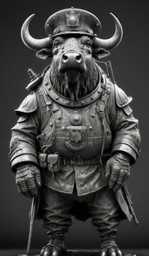 Antropomorfismo, toro, wey, , retrato, arte, hombre toro elegante