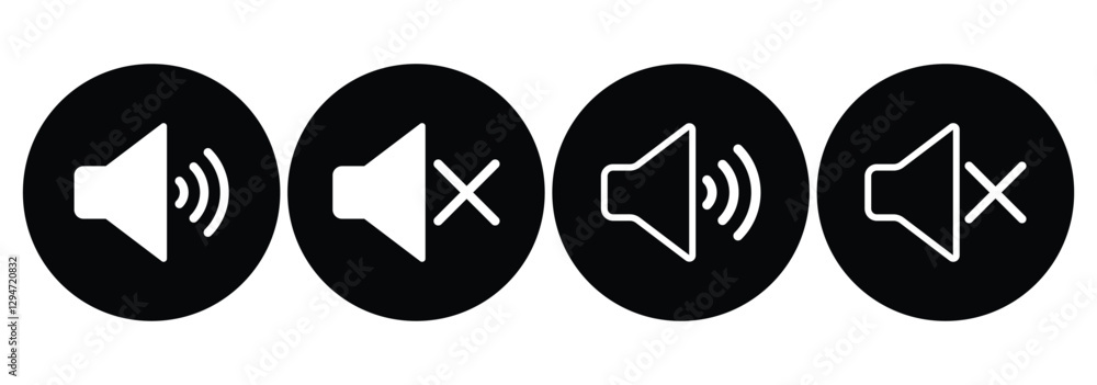 Poster speaker icon. sound icon. an icon that increases and reduces the sound. a set of sound icons with di
