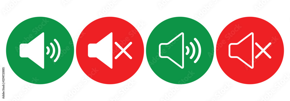 Poster sound on off icons vector in line style . sound volume and mute icon. volume allow and volume prohib