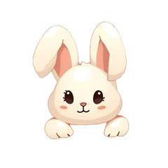 Fototapeta premium Cute Cartoon Illustration of a White Rabbit with Big Eyes and Floppy Ears png logo