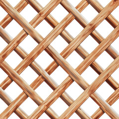 Wooden Lattice Design Detail on transparent background.