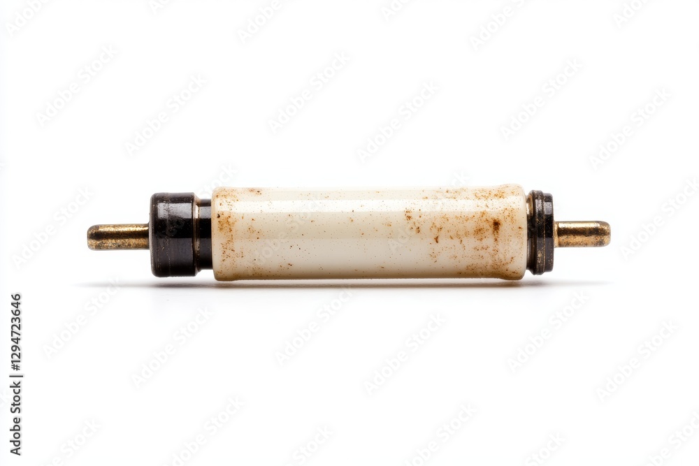 Poster white and black object with a black handle
