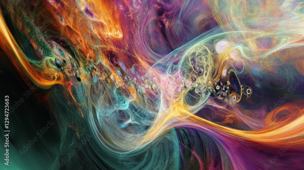 Poster swirling waves of vivid colors intertwine in a mesmerizing display, evoking a sense of cosmic wonder