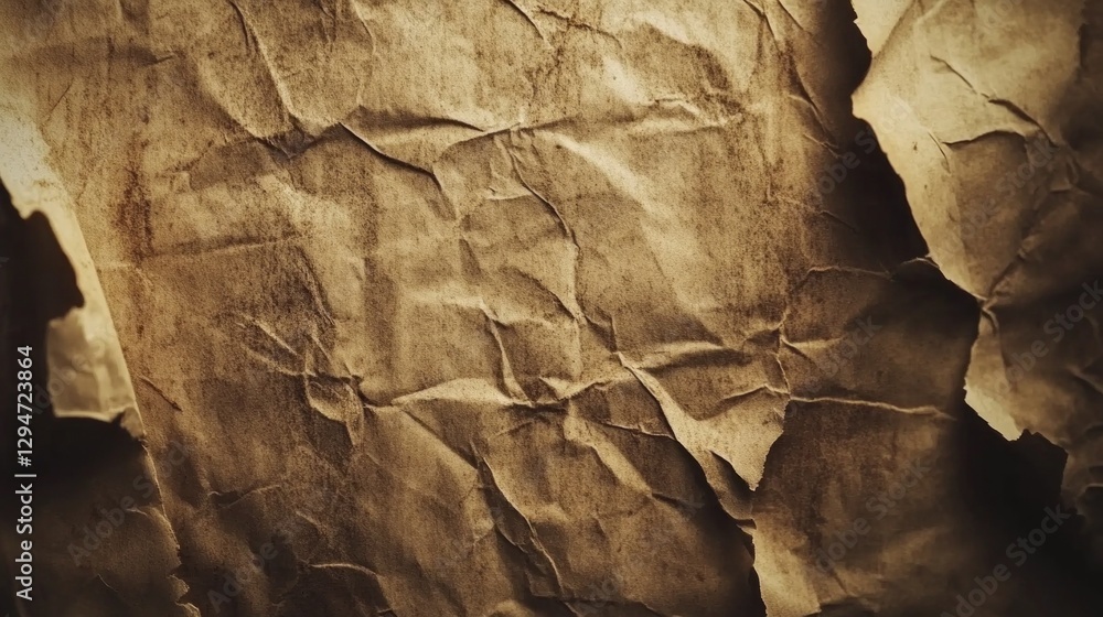 Poster weathered grunge paper showcases deep creases and rich tones, evoking a sense of nostalgia and histo