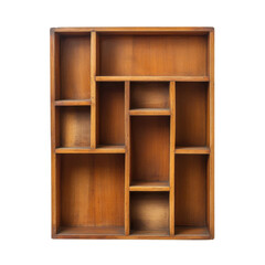 Wooden Shelves Two Compartments on transparent background.