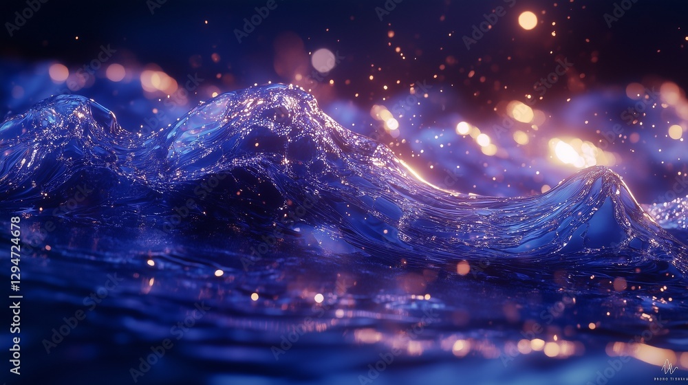 Poster 3d rendering of pink background with glowing light. 3d illustration of liquid with ripple in the met