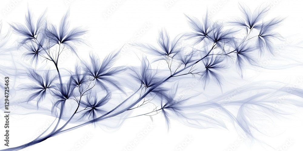 Poster elegant abstract botanical branch with delicate flowing artistic design