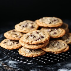 Baking delicious chocolate chip cookies kitchen food photography cozy setting close-up homemade treats