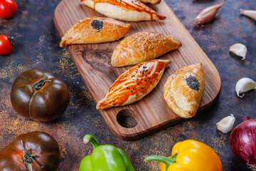 Russian homemade delicious patties with meat and vegetables.