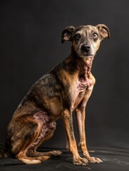 Portrait of a Rescued Dog with Scars