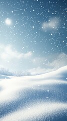 Snowy Landscape: Winter Wonderland Under a Blue Sky