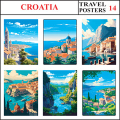 Croatia Split Dubrovnik Makarska Travel Poster Wall Art Print Collection Set Part 14