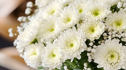 Stunning Bouquet of White Chrysanthemums Close-Up
