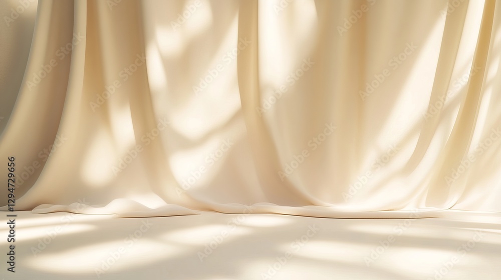 Poster elegant cream draped fabric background soft light studio photography backdrop minimalist texture smo