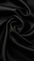 Obraz premium Luxurious Black Satin Fabric Texture Background, Elegant Draped Silk Material, Smooth Surface, Hand Drawn Style