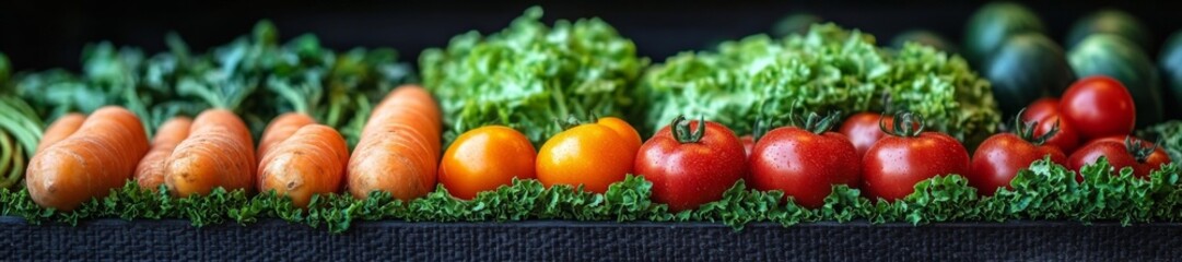 Healthy Vegetables and Carrots Displayed with Fresh Tomatoes and Lettuce. Generative AI
