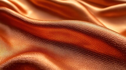 Naklejka premium Close-up of copper-toned satin fabric draped, studio shot