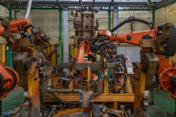 Special equipment for welding car body parts.