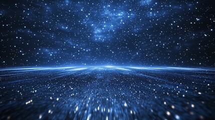 Starr light on water. A starry night sky with a blue sky. Long line of stars in the sky. Stars reflect lifestyle on the water.