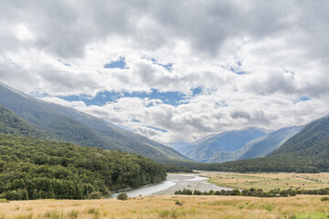 Scenic landscapes and clouds in New Zealand