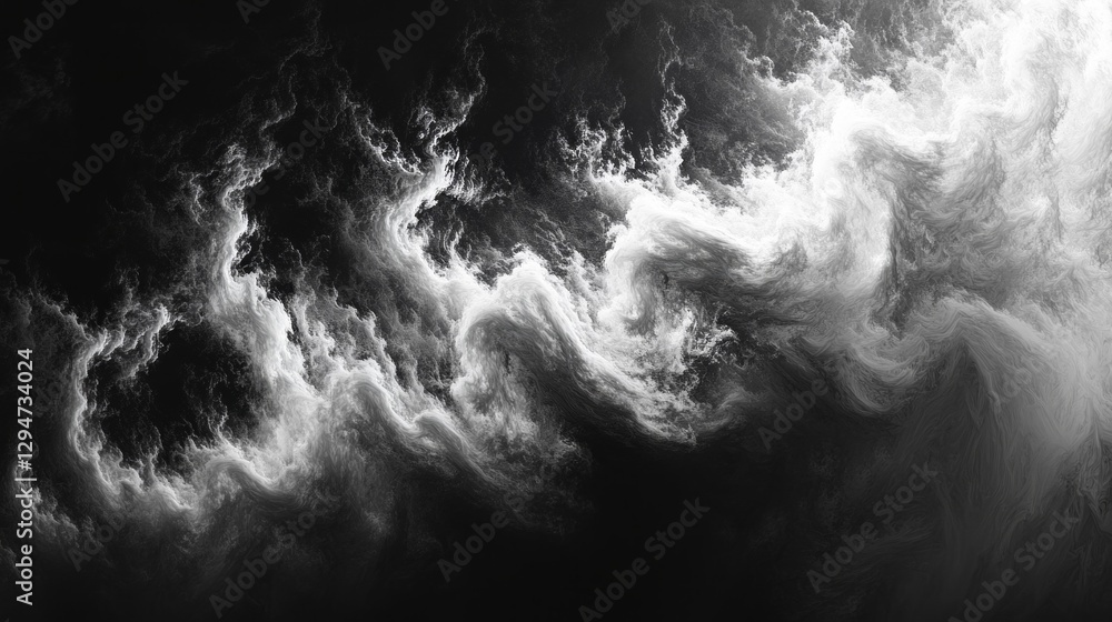 Aufkleber Suspended in time, dynamic swirls of black and white clouds create a dramatic contrast, as if a celestial storm is brewing in the twilight sky, inviting wonder and imagination