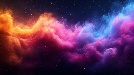Beautiful Cosmic Nebula with a Burst of Colorful Clouds and Stars. Generative AI