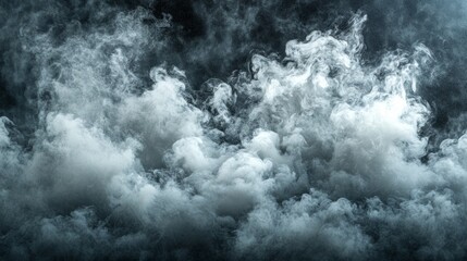 Obraz premium Thick, swirling mist blankets the ground, merging shadows and light. Wisps of white merge with deep grey, evoking a sense of mystery and tranquility in the silence of night