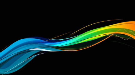 Abstract light streaks flow dynamically with blue and green hues over a dark background,abstract fractal background