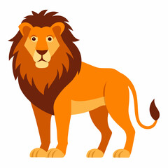 Obraz premium Сartoon african lion .Cute animal. Suitable for children's books, sticker, mascot, logo.Vector illustration on white background 