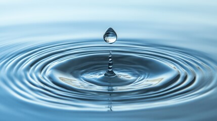Refreshing Blue Water Droplets with Ripples and Reflections - Tranquil Nature Photography