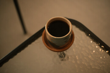 Arabica filter coffee in ceramic glass container