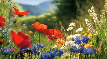 Obraz premium Beautiful colorful wild flowers in Spring.