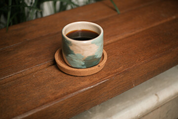 Arabica filter coffee in a modern ceramic glass container