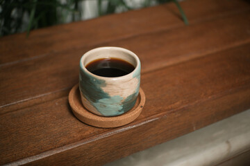 Arabica filter coffee in a ceramic cup ready to drink
