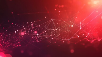 Fototapeta premium Abstract Red Network Background with Glowing Points and Lines
