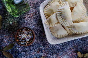 Raw semi finished frozen products, meals.