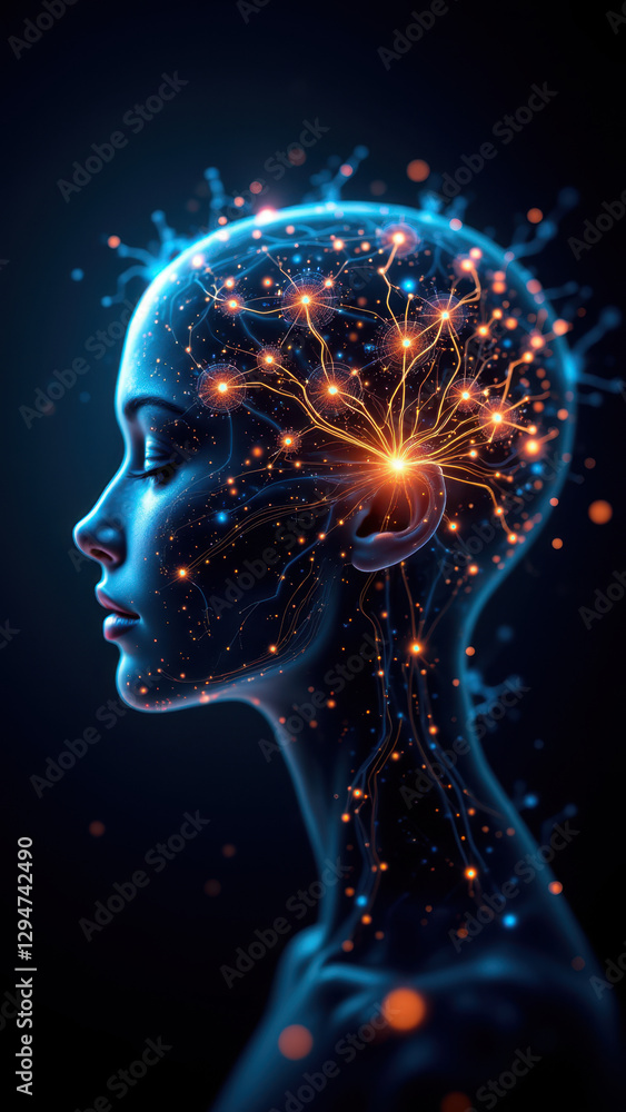 Poster image depicts a human head filled with glowing orbs representing an artificial general intelligence 