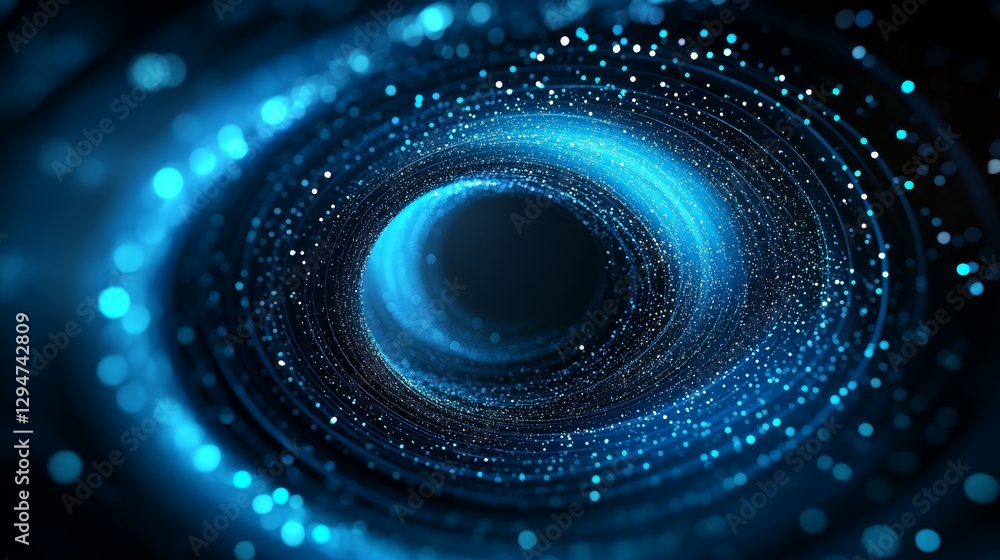 Aufkleber an abstract 3d neon blue background with a retro vibe, complete with laser lines and light flashes. 