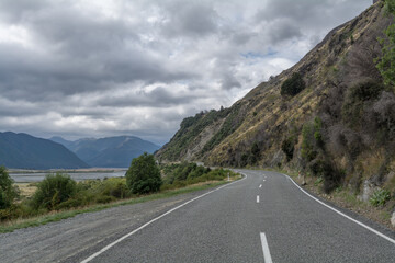 New Zealand road and dramatic sky