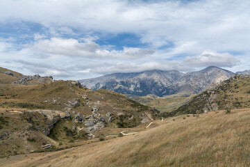 New Zealand landscape under blue sky