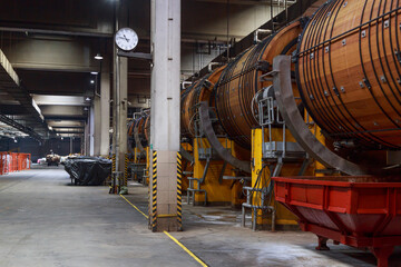 Special equipment for tanning process at factory workshop.