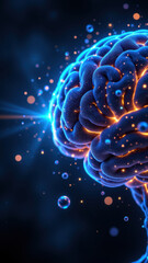 Fototapeta premium Illustration of a brain with artificial intelligence concepts.