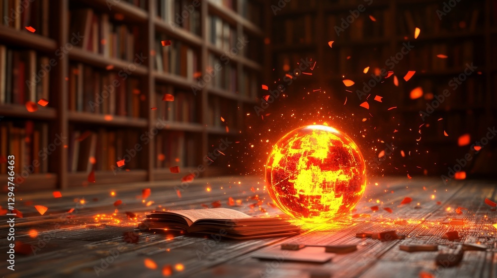 Poster fireball abstraction. flame-shaped concept for algebra and science presentation background