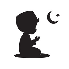 vector silhouette of a Muslim praying during the month of Ramadan