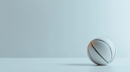 The image portrays a spherical object, much like a basketball, adorned with an abstract design in gentle, muted colors. Geometric sections on the ball's surface result in a dynamic visual appearance