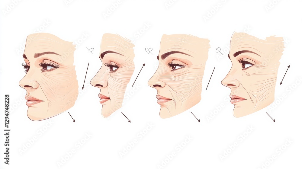 Poster Understanding skin aging and the role of Botox in reversing wrinkles for a youthful appearance. Generative AI