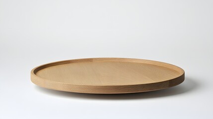 Minimalist wooden serving tray on a plain background, showcasing its smooth surface and design