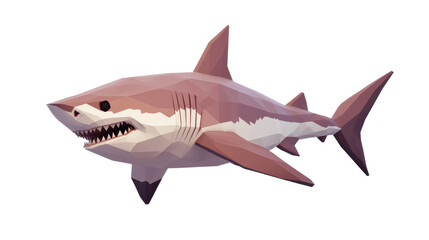 Obraz premium Dynamic shark encounter underwater 3d model ocean side view nature